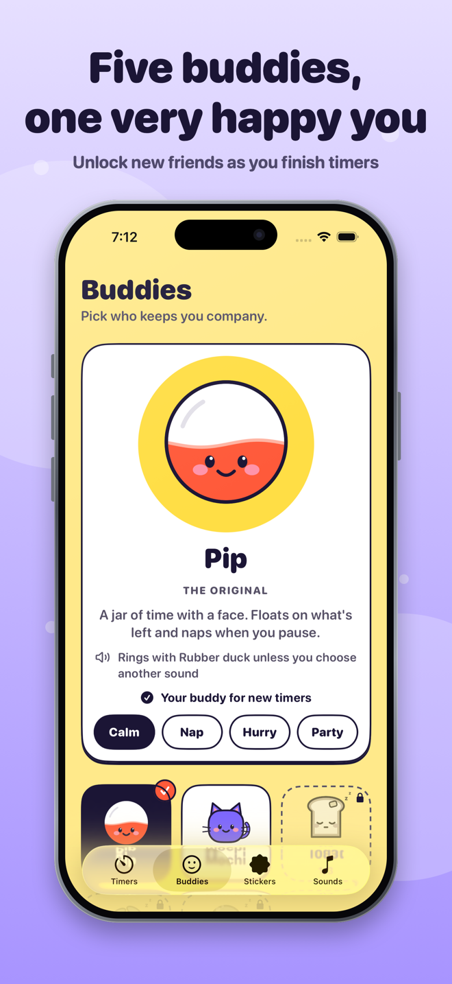 Pip app screenshot: Five buddies