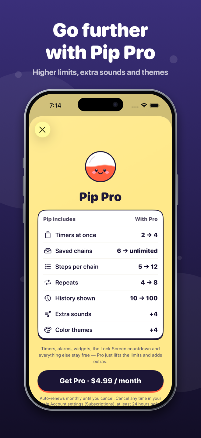 Pip app screenshot: Pip Pro