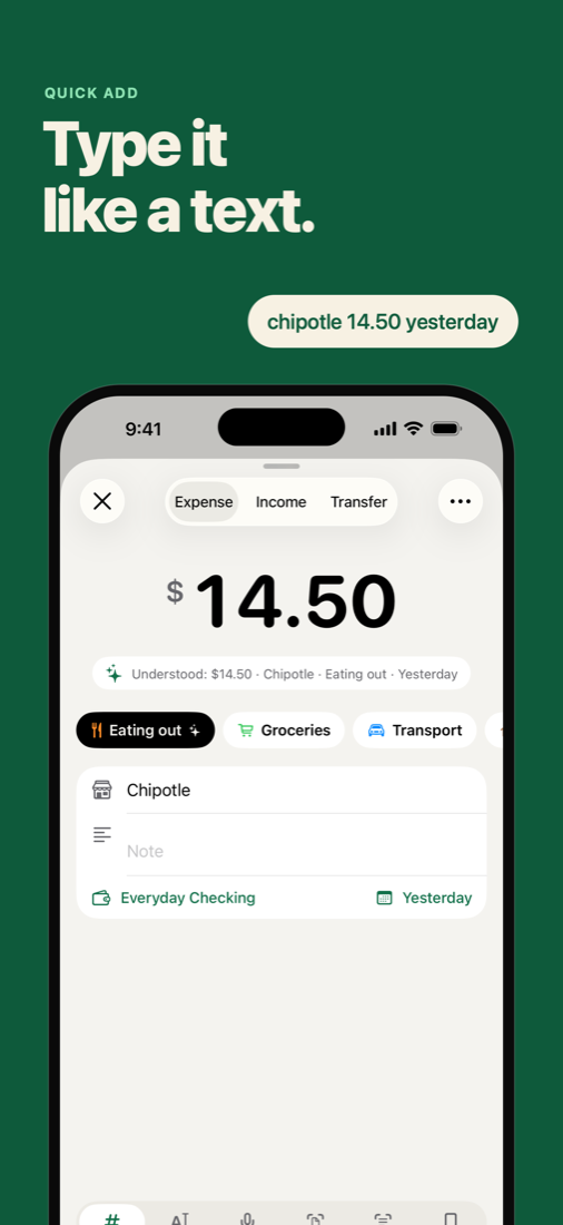 Quick add: type it like a text